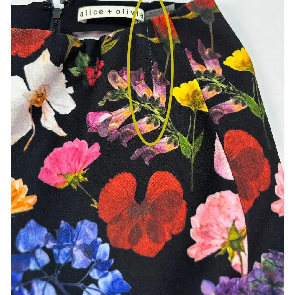 Alice + Olivia RMP Bootcut Pants Timeless Blossom Floral Mid Rise Size 0 - Picture 14 of 15
